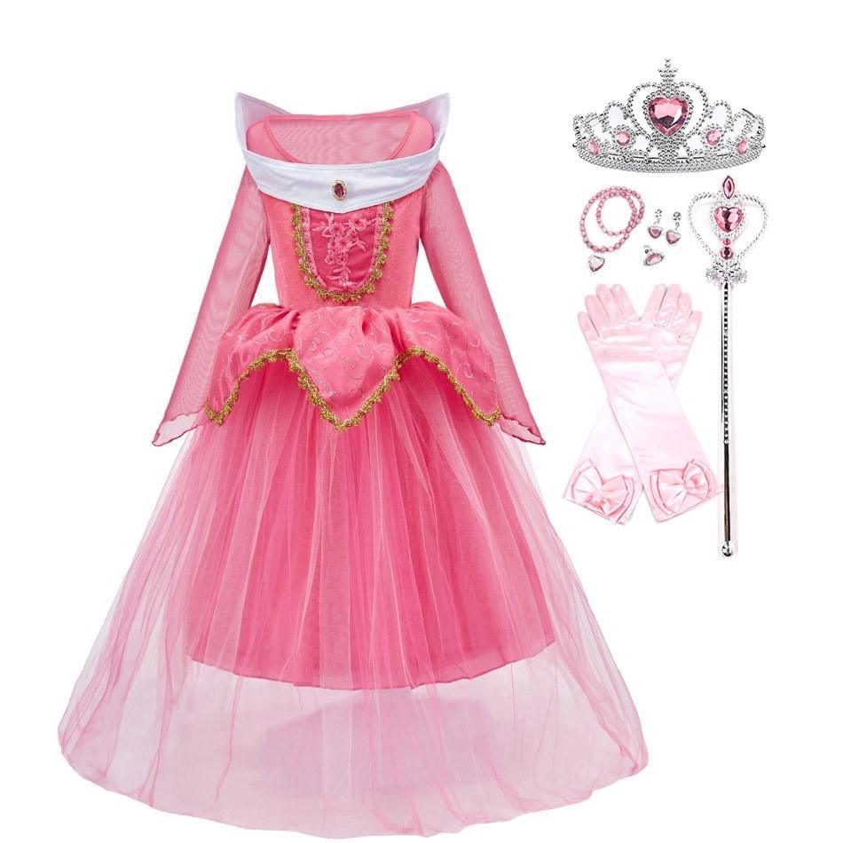 Little Girl Cinderella Dress Rapunzel Belle Halloween Costume Kid Birthday Party Christmas Fancy Evening Dress 2-10 Years