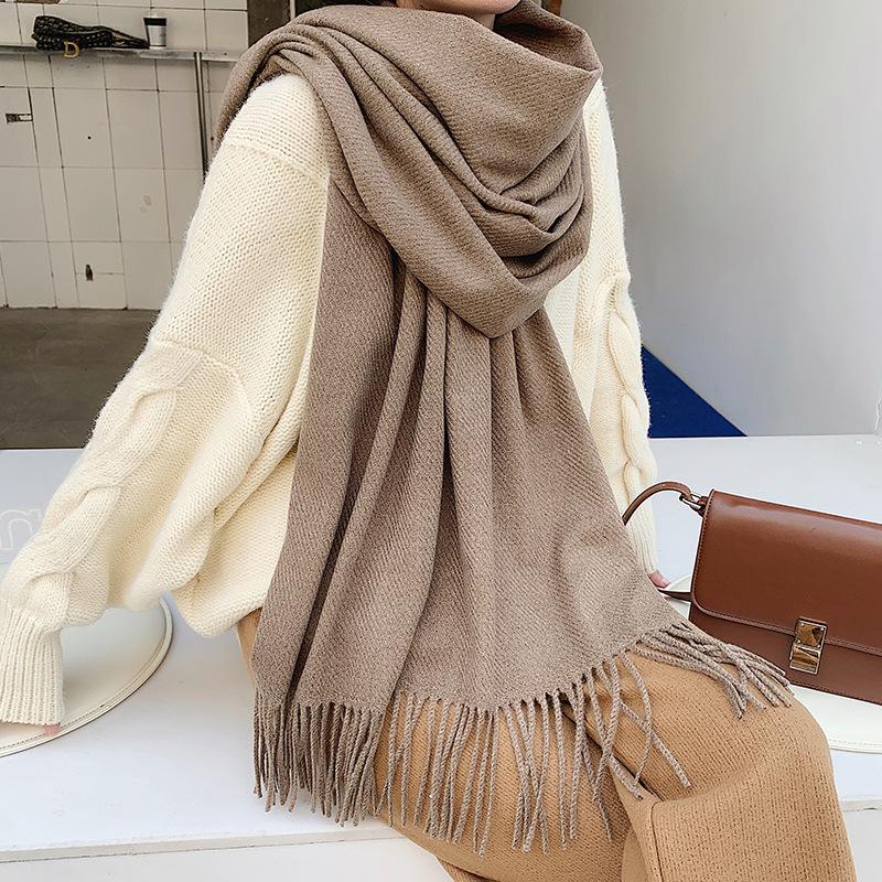 

VISROVER new 20 colors woman winter scarf fashion female shawls cashmere handfeeling winter wraps solid color winter hijab Gift
