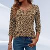 Spring new fashion simple leopard print top casual trendy three-quarter sleeve T-shirt