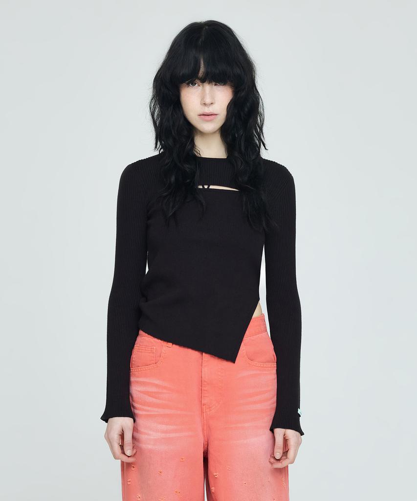 INSTANTFUNK Ribbon Diagonal Knit - Black