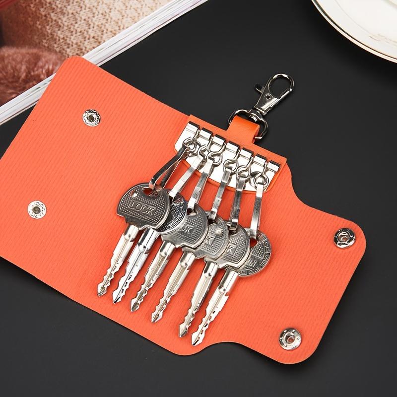 1pc Stylish Key Organizer Faux Leather Key Holder with Carabiner, Colorful & Durable Everyday Use, Key Organizer