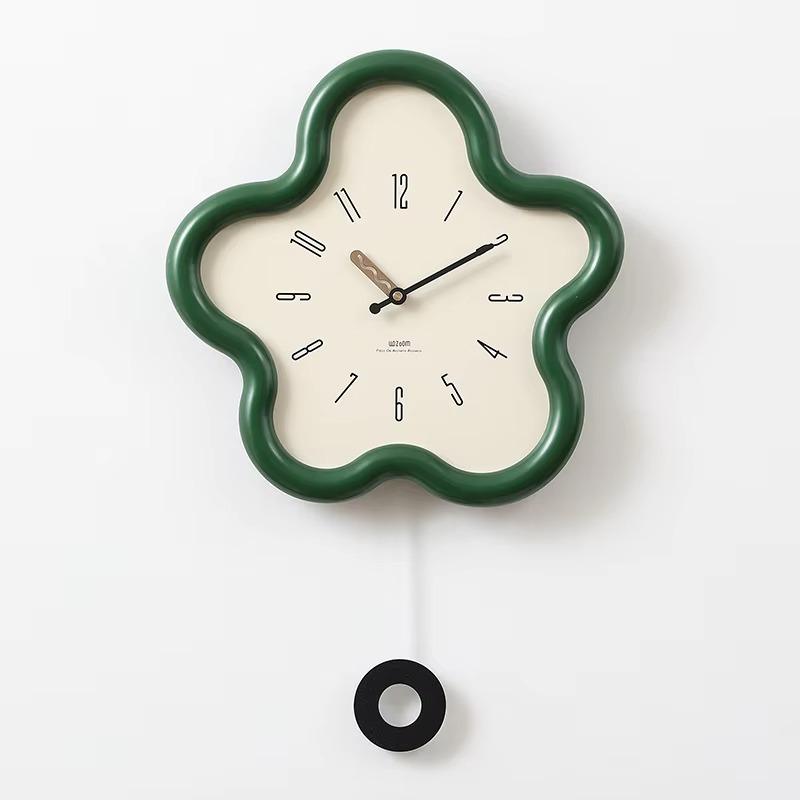 14inch Aesthetic Flower Pendulum Wall Clock Silent Modern Nordic Living Room Decor Creative Art Watch Gift