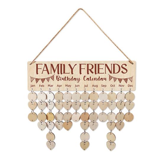 

Wooden Family Birthday Reminder Calendar Board Wall Hanging DIY Birthday Tracker Plaque with 50 Tags Gift for Mom J