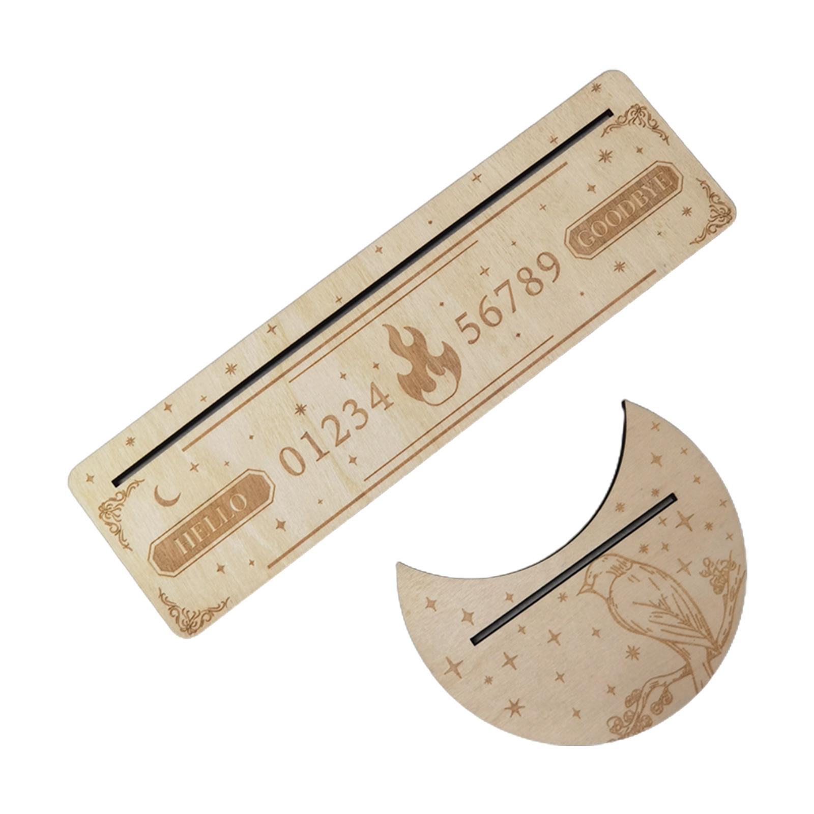 Wiccan Decoration Wooden Tarot Card Holder Moon Rectangle Shape Altar Cards Holder Display for Witch Divination Tools
