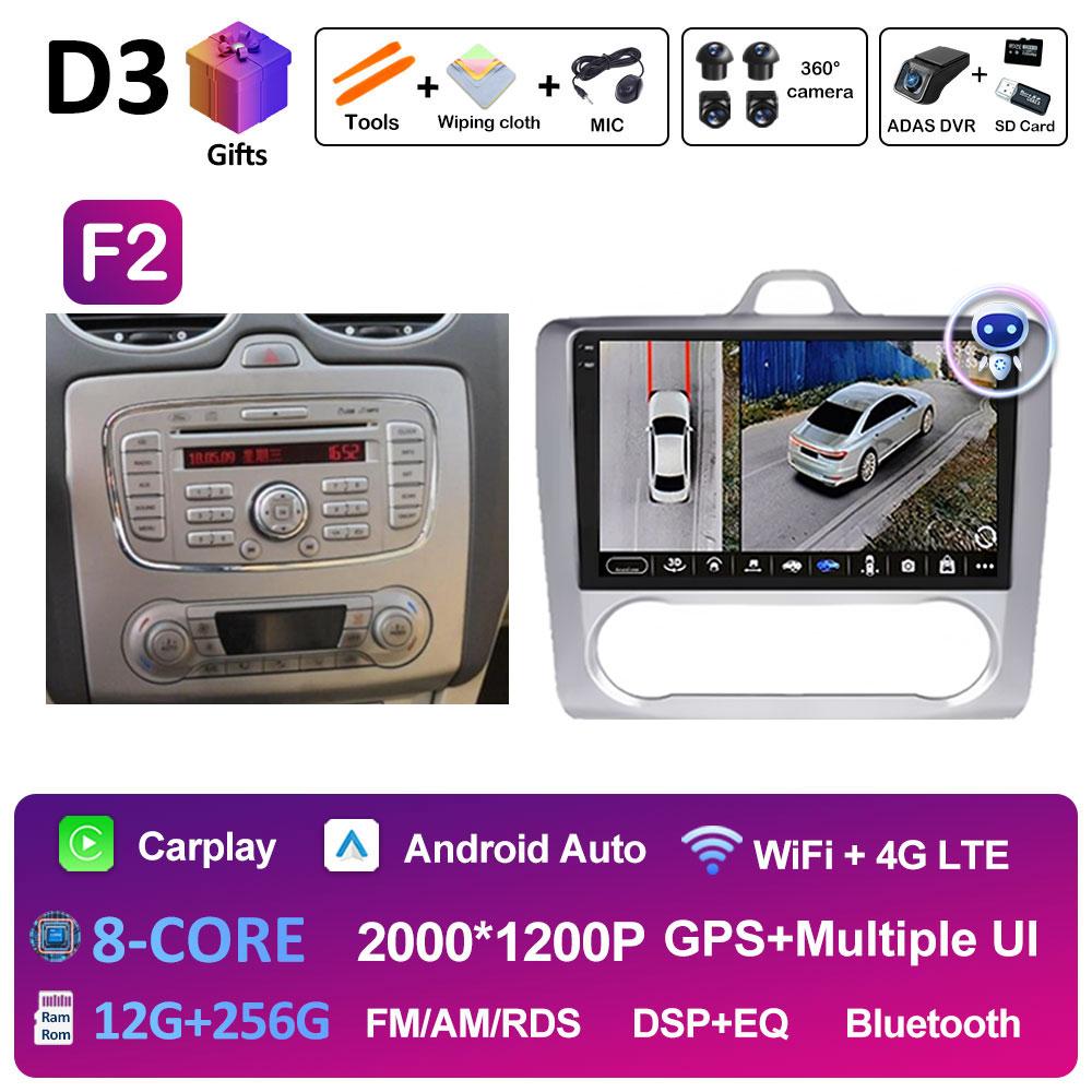 Car Video For Ford Focus 2 3 Mk2 Mk3 2004 2005 2006 2007 - 2011 Radio Player Wireless Carplay Android Auto Touch Screen No 2 Din