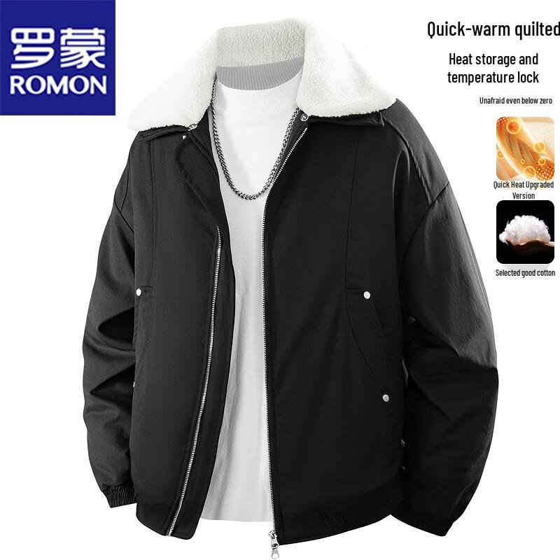 ROMON Men's Thickened Warm Lapel Padded Jacket