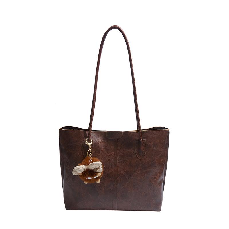 2025 New Retro Textured Women's Versatile Tote Bag - Large Capacity Shoulder Bag for Class and Commuting
