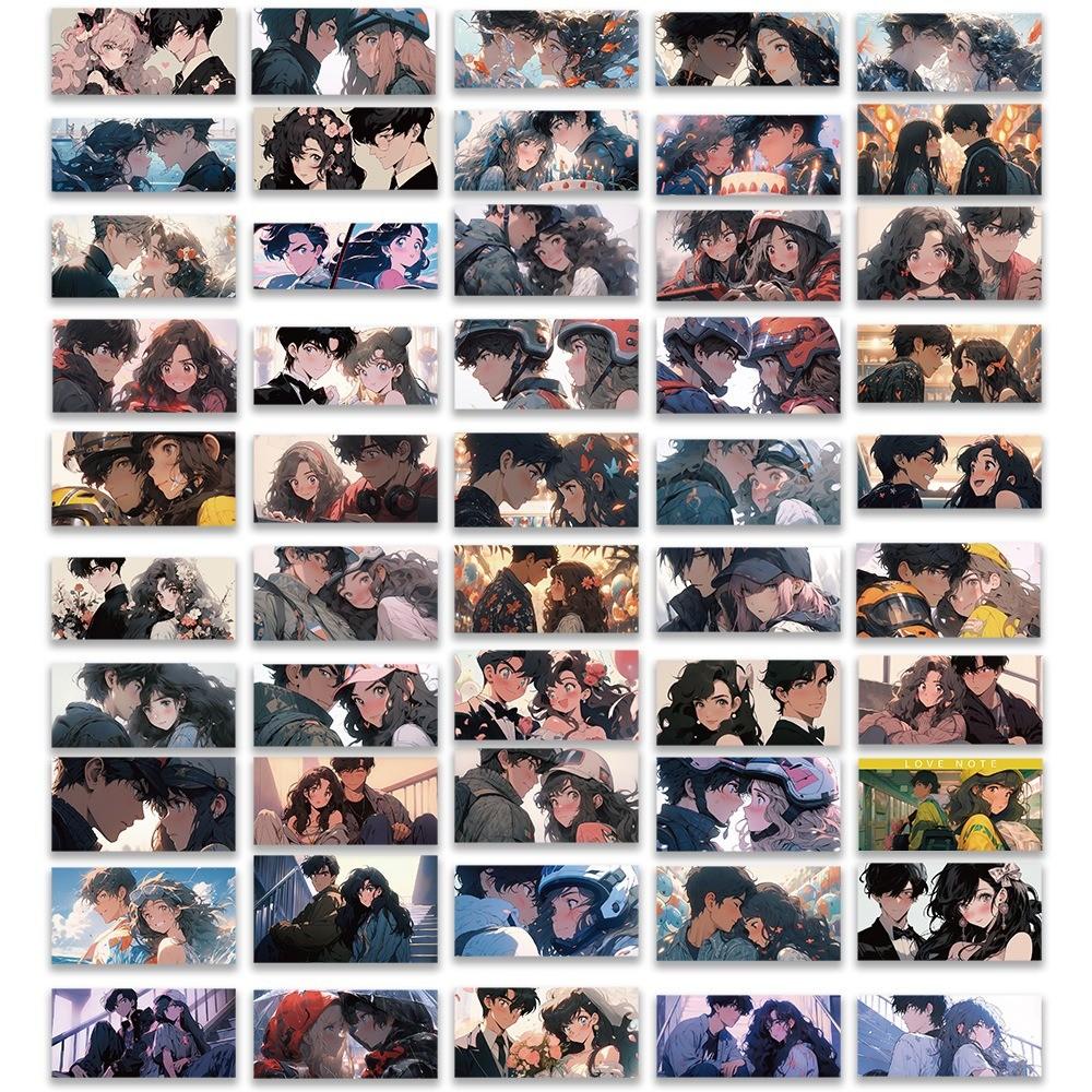 50-Piece Cartoon Couple Portrait Stickers - Waterproof DIY Decor for Guitar, Notebook & Luggage