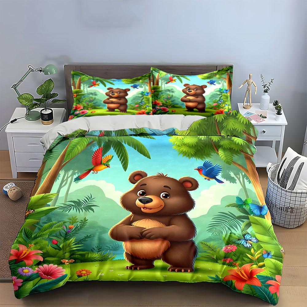 Playful Forest Teddy Bliss. Bedding Sets Duvet Covers Pillowcases(1* Duvet Cover 2* Pillowcases Without Duvet Insert)