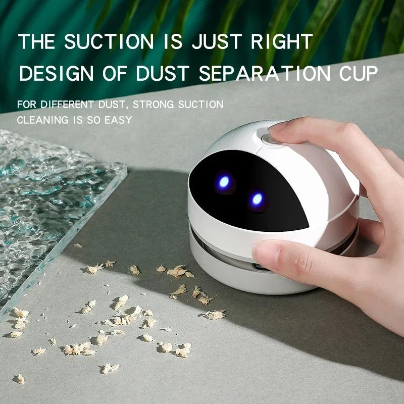 Mini Table Vacuum Cleaner Portable Desk Dust Vacuum with Detachable Nozzle USB Charging Smart Robot Vacuum Cleaner Indoors