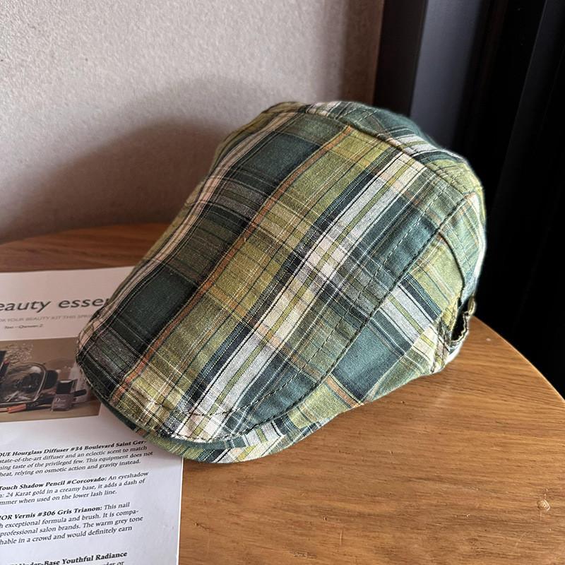 Summer Girls Lightweight Checkered Newsboy Cap With Breathable Fabric For Daily Fashion