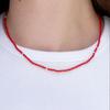 leeENoir Red Beads Silver Ball Necklace