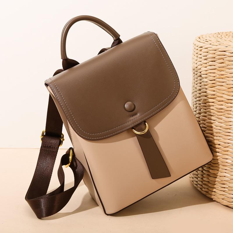 Backpack 2025 New Simple Contrasting Color Bag Texture Outdoor Fashion Women's Backpack One Piece