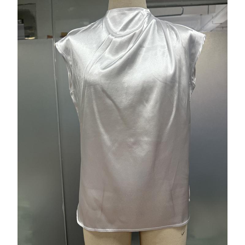 Fashion Loose Sleeveless Base Casual Shirts for Women Summer Tops Elegant Solid Stand Collar Loose Women Blouses Slim Simple Office Ladies Shirt 26395