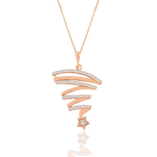 

Silver comet necklace with rose zircon stone