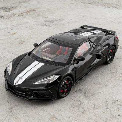 1:24 Corvette C8 R Alloy Sports Car Model Diecast Metal Track Racing Vehicles Car Model Simulation Sound and Light Kids Toy Gift