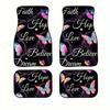4pcs Universal Fit Butterfly Car Floor Mats Set, Polyester Non-Slip Front Rear Vehicle Floor Protectors, Inspirational Interior
