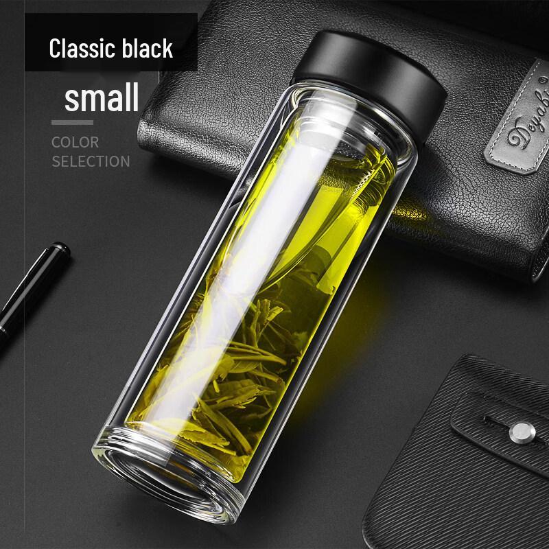 ZISIZ Double-Layer Glass Tea Infuser Water Bottle