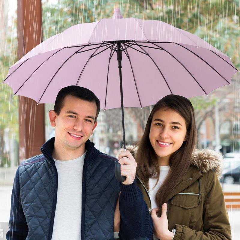 Automatischer Öffnungsregenschirm 16 Rippen Winddichter Regenschirm 33,4 Zoll Lang Wasserdichtes Schirmdach J-Stock-Griff Schirmdach für Regentage