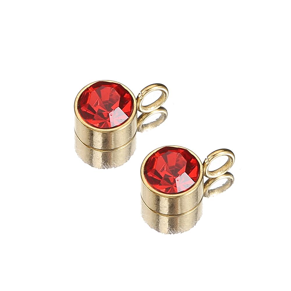 10pcs Stainless Steel Birthstones 6mm Zircon Charms Pendants Rhinestone Crystal Beads for Necklace Bracelet Jewelry Making DIY