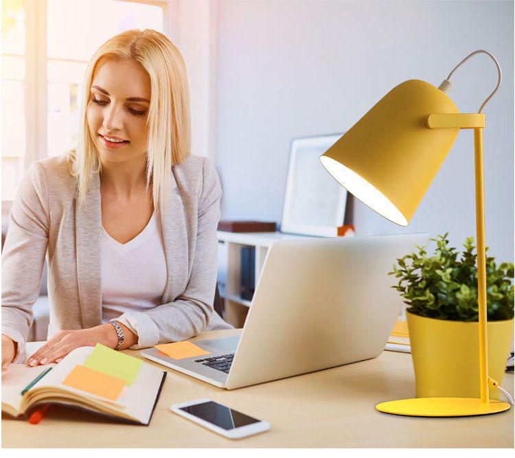 Nordic Minimalist LED Desk Lamp for Dorms and Bedrooms - Eye Protection, Plug-in, Ideal for Students.