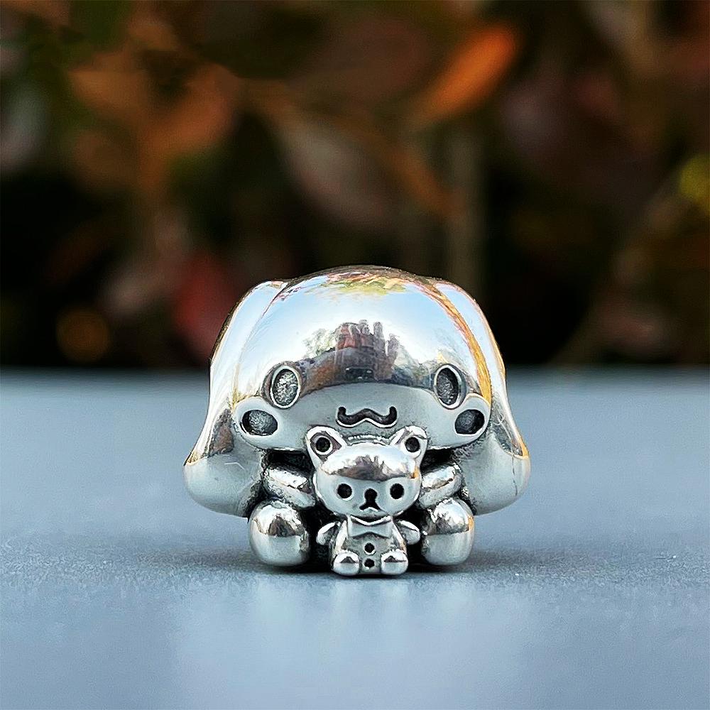 925 Silver,Cartoon Cute Cat,Dog Bead Pendant,Suitable for Original Bracelet DIY Accessories,Exquisite Jewelry