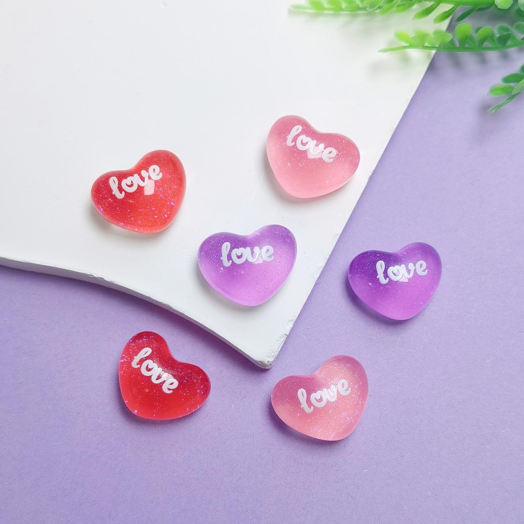 100Pcs 22MM Love Heart Charms Flatback Resin Cabochons Scrapbooking Phone Case Decoration DIY Crafts Jewelry Making Accessories