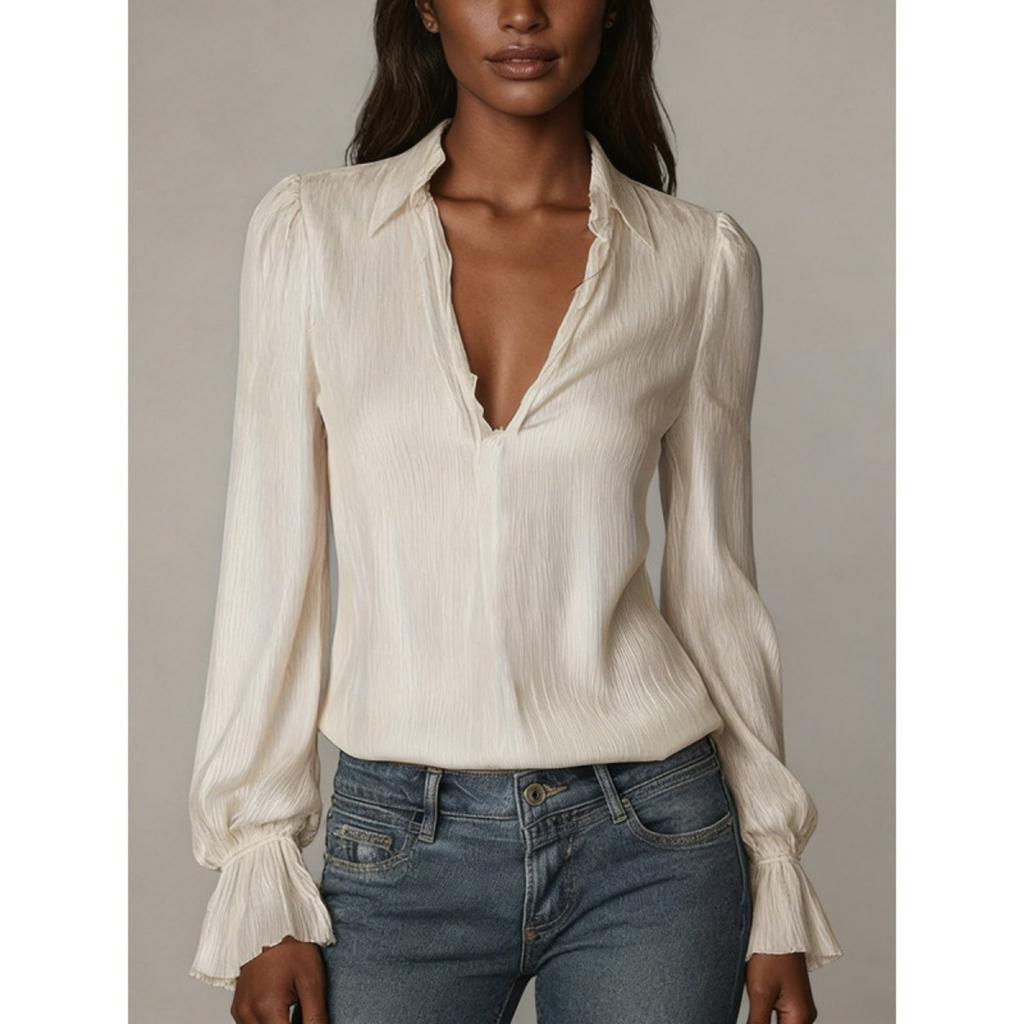 Spring New Women's Fashion Solid Color Lapel Long Sleeve Shirt Blouse For Women