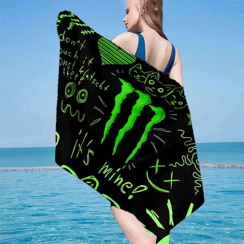 Monster Energy Microfiber Beach Towel, Soft And Absorbent, Quick-Dry, Ideal for Summer Travel, Beach Essential, Swimming Pool Gifts
