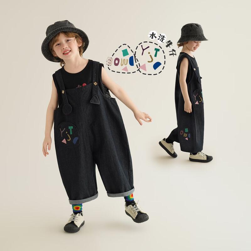Boys  Appliqué Denim Overalls US 7.5