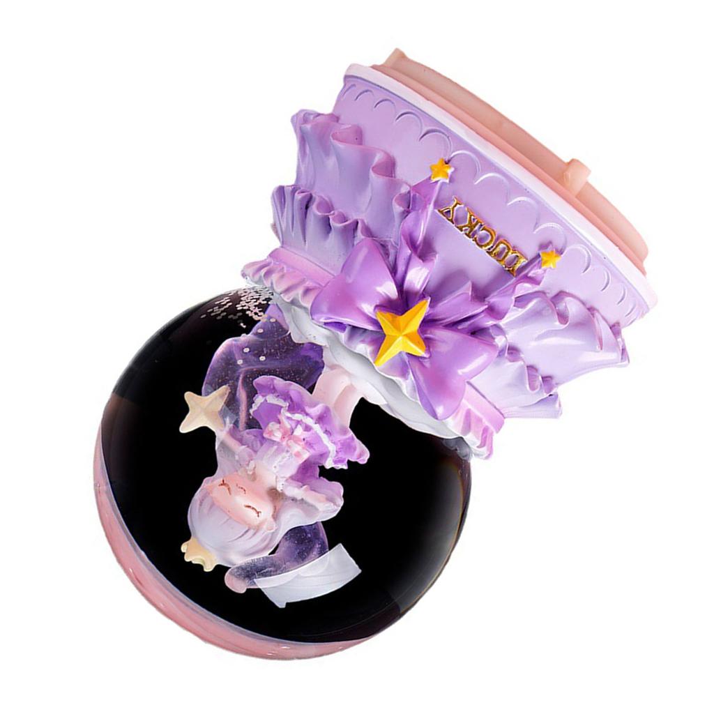 Cartoon Crystal Ball Music Box Handmade Innovative Musical Box with Flashing Light Effect for Home