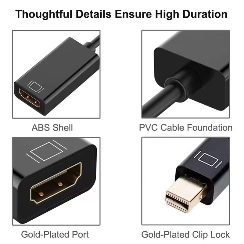 Mini DP To HDMI-compatible Adapter Cable 4K@30hz Mini DP Male to HDMI-compatible Female Converter for Apple MacBook Air Pro