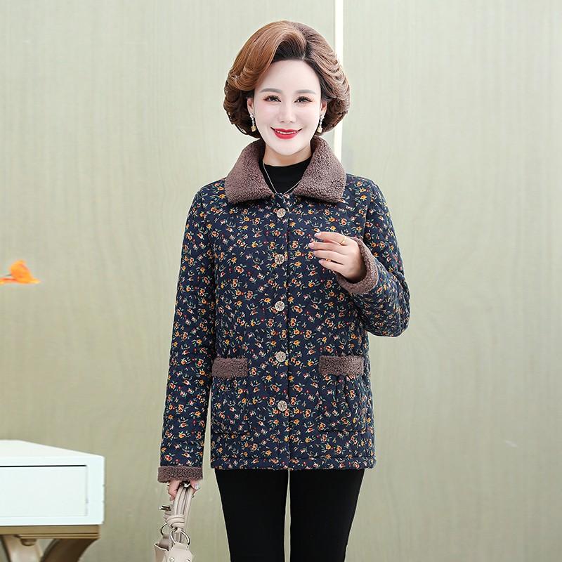 Madre Inverno Vestiti di Cotone Peluche Spesso Caldo Cappotto Imbottito Madre di Mezza Età Casual Parka Giacca Nonna Anziana