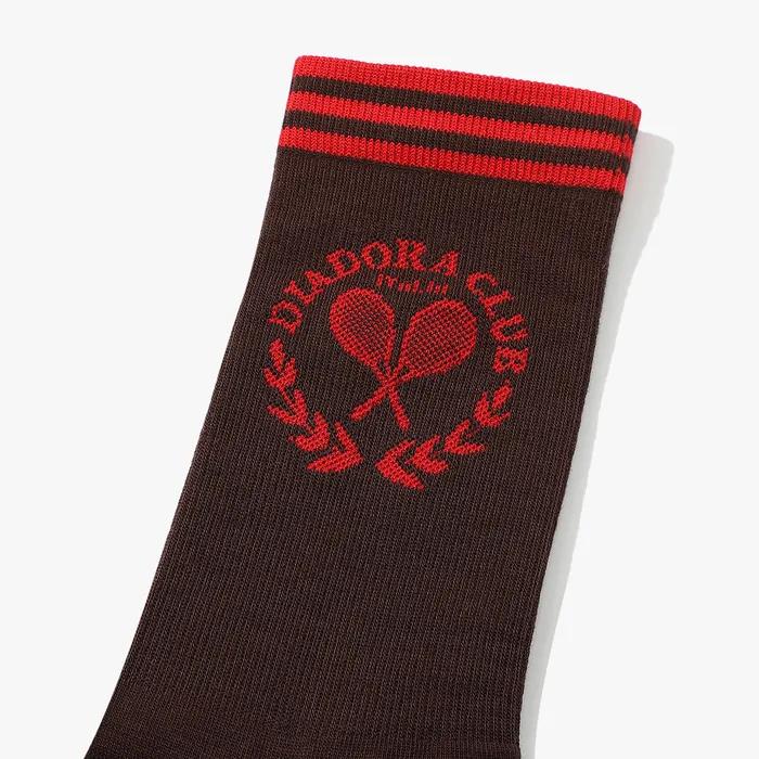 Tennis Stripe Crew Socks BROWN