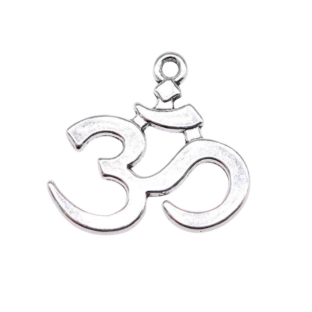 

10 шт. Om Charms Charms Античный серебряный цвет цинковый сплав 23X21 мм