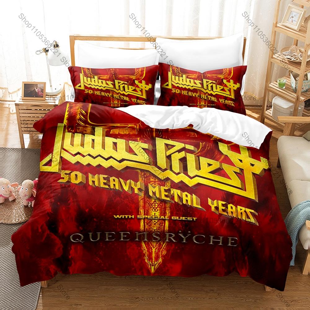 Dark Vintage Judas Priest Album Cover Print Duvet Cover + 2 Pillowcases Twin Full Queen King Rock Bedding Set