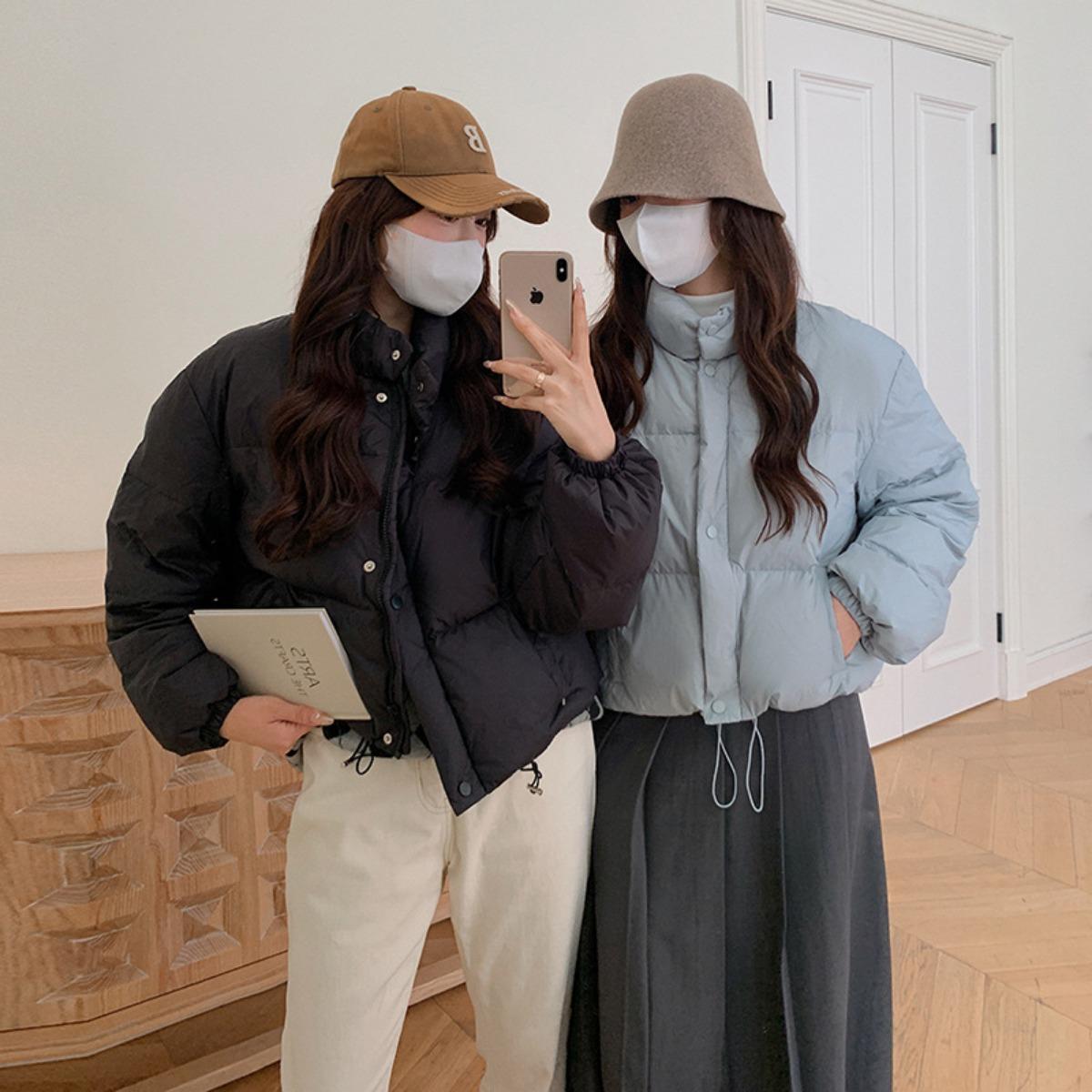 

Пуховик, стеганая одежда, женский 2025, осень и зима, новый укороченный ins стеганый пуховик, утолщенная теплая куртка-«хлеб» в корейском стиле S чёрный