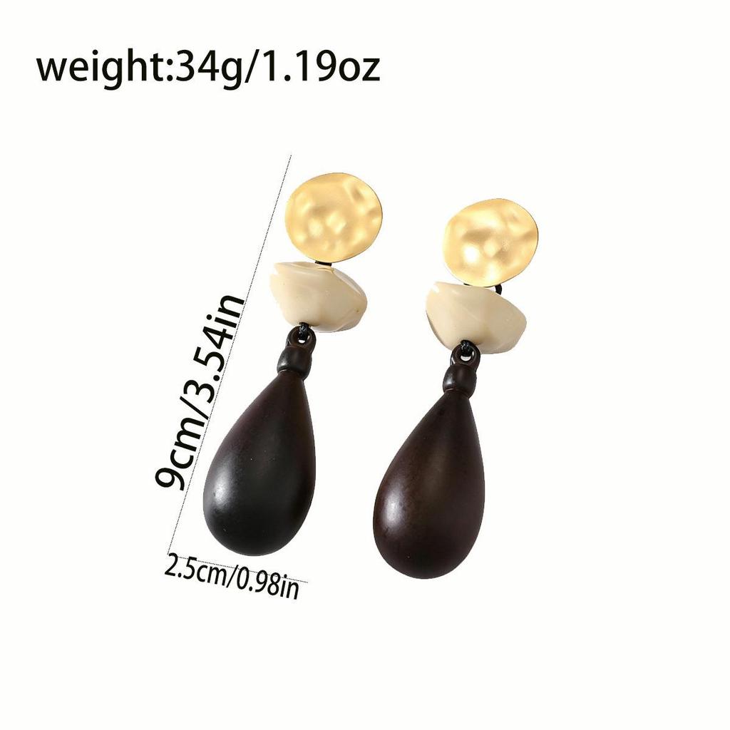 Versatile High-end Geometric Handmade Retro Faux Wood Stud Earrings for Women