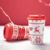 420ml Christmas Ceramic Gift Cup Anti Scalding TESCO Group Milk Tea Coffee Cup Christmas Mug with Lid Coffee Cup Set