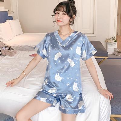 Zwei Sätze Damenanzug Sommer Eis Seide Kurzarmversion der Sexy Dünnen Sektion Homewear Mädchen