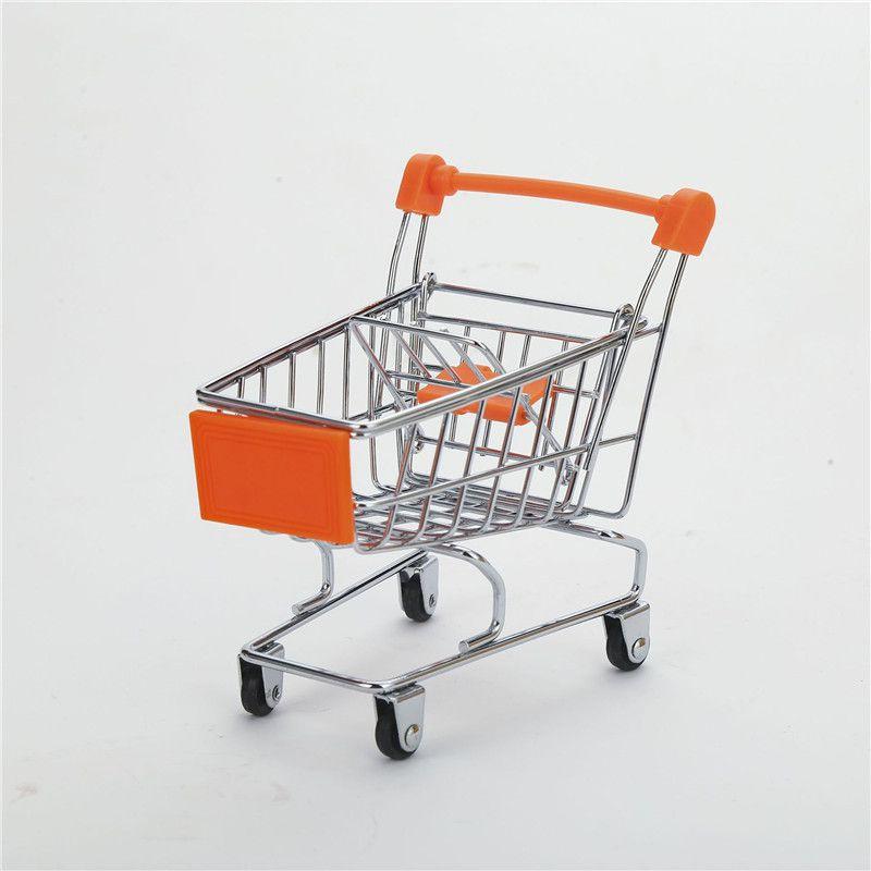 Adorable Children's Mini Metal Shopping Trolley And Colorful Basket Role Play Toy Set For Imaginative Play