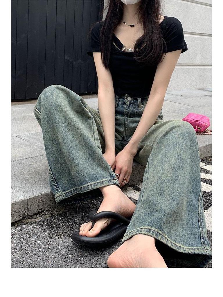 Retro High Waist Wide Leg Jeans for Women - Pear Shape & Casual Fit