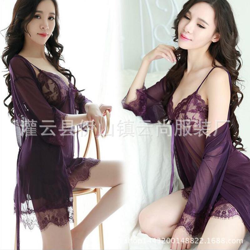 

Сексуальное нижнее белье сексуальная королевская сестра чистое желание комплект ночной сорочки перспектива кружево сексуальное нижнее белье соблазнительный комплект One size [wearable weight: within 65kg] темно-фиолетового