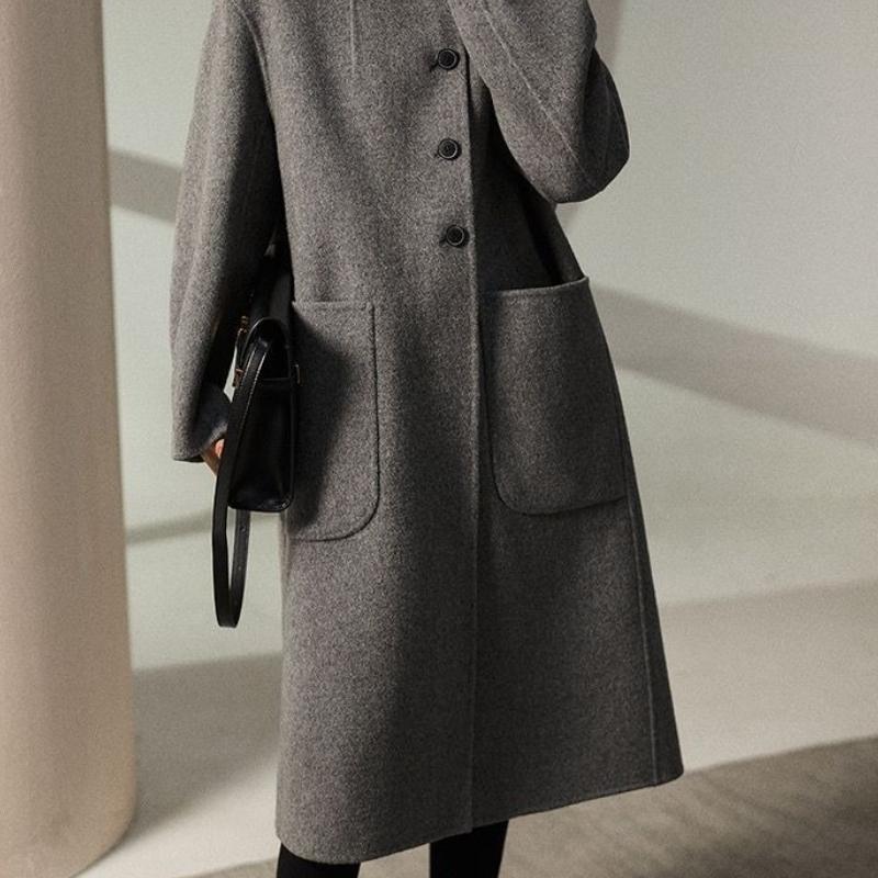 Autumn Winter Women's Mid-Length Woolen Coat Loose Versatile Trench Coat Woolen Outer Wear Top
