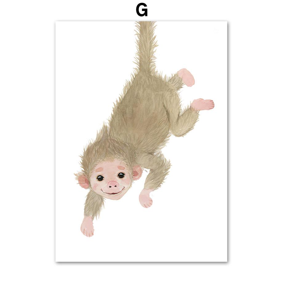 

Лев Зебра Жираф Тигр Слон Обезьяна Носорог Детские Плакаты И Принты Холст Картины Настенные Картины Детская Комната Домашний Декор 21X30cm No Frame