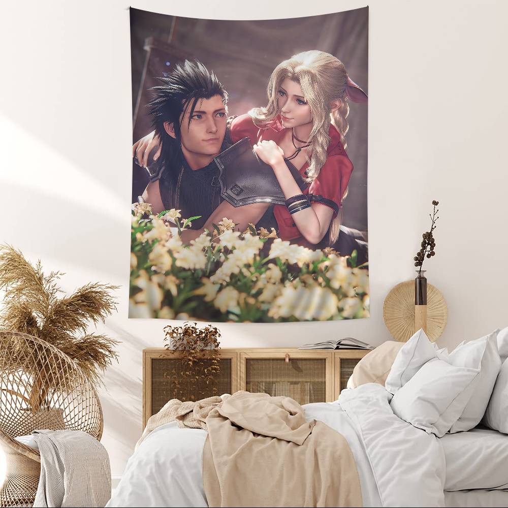 Final Fantasy Series Gaming Anime Tapestry Hippie Flower Wall Carpets Dorm Decor Wall Hanging Home Decor