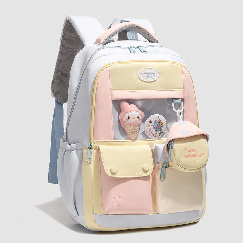 Contrast Color Student Backpack Large Capacity Schoolbag Women's Backpack