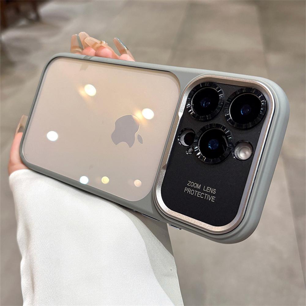 Luxury Frosted Frame Armor Transparent Phone Case For iPhone 17 16 15 14 Pro Max Matte Metal Lens Protection Acrylic Back Cover