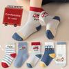 5Pairs Autumn Children Cotton Socks Fashion Car Boys Sports Sock Soft Comfortable Kids Middle Tute Socks 1-14Year Baby Footwear