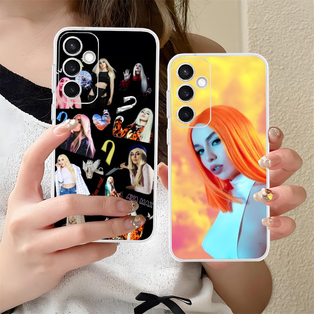 Fashion Ava Max Clear Mobile Phone Case for Samsung Galaxy S25 S24 S23 S22 S21Plus FE Ultra Colorful Cover